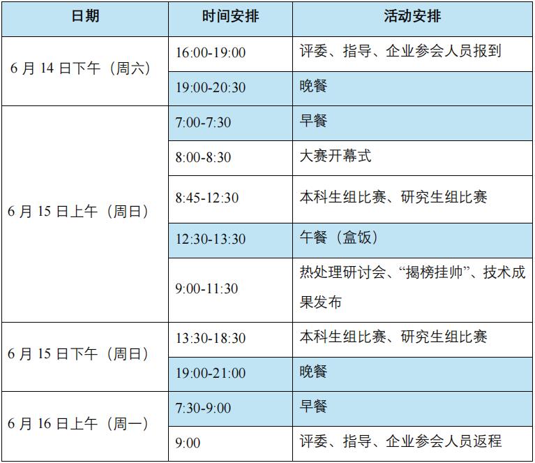 比赛及研讨会日程 比赛及研讨会日程